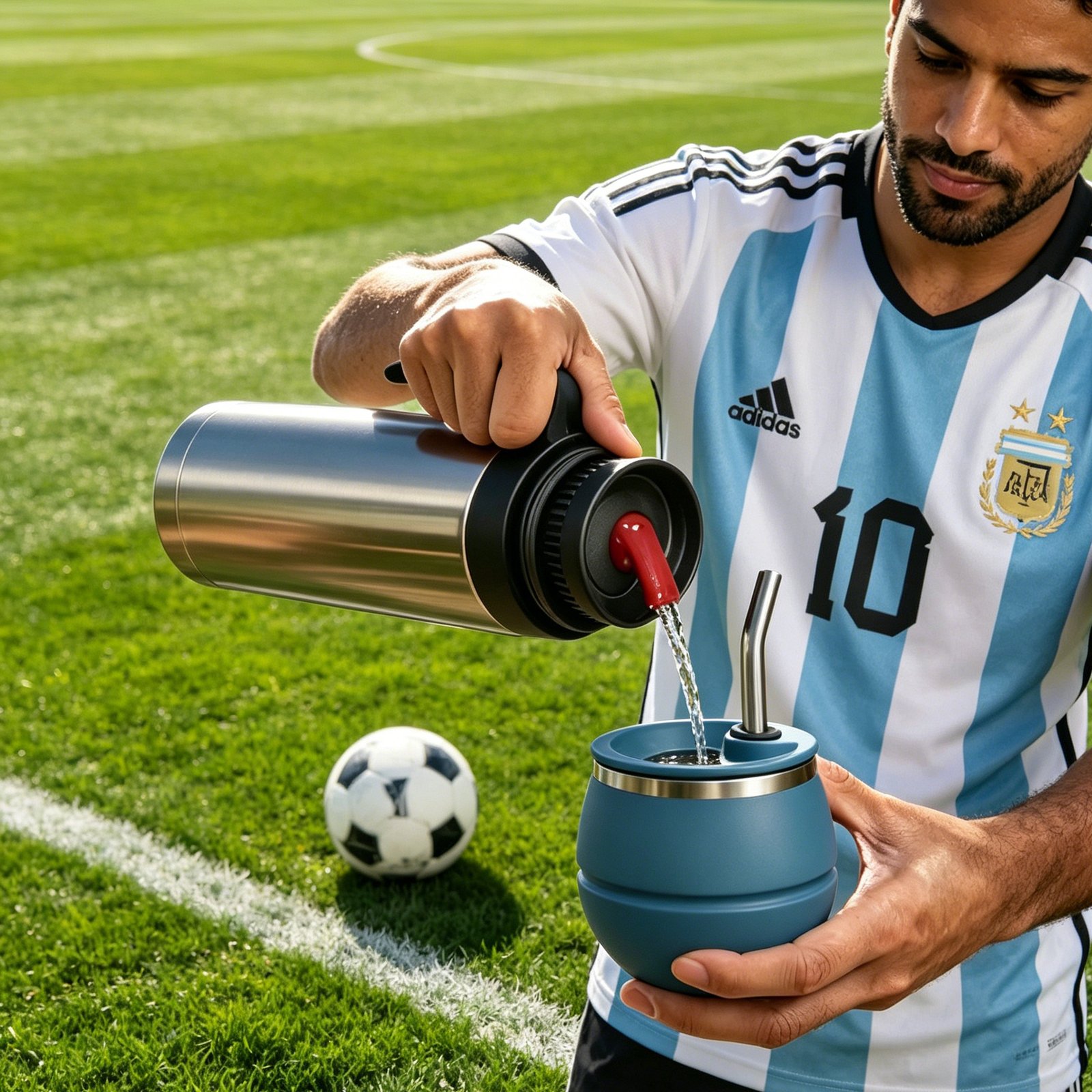 200ml vacuum insulated Yerba Mate gourd cup with a fixed straw lid for football fans.